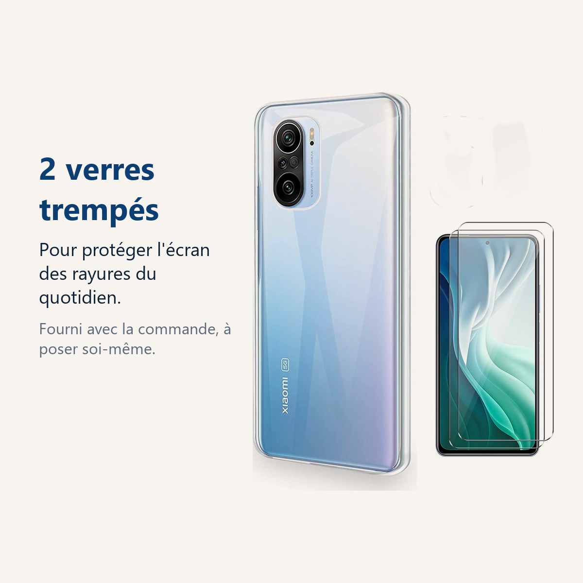 Verre trempé pour protéger lécran – Coque Silicone Transparente + 2 Verres Trempes Pour Xiaomi Mi 11i