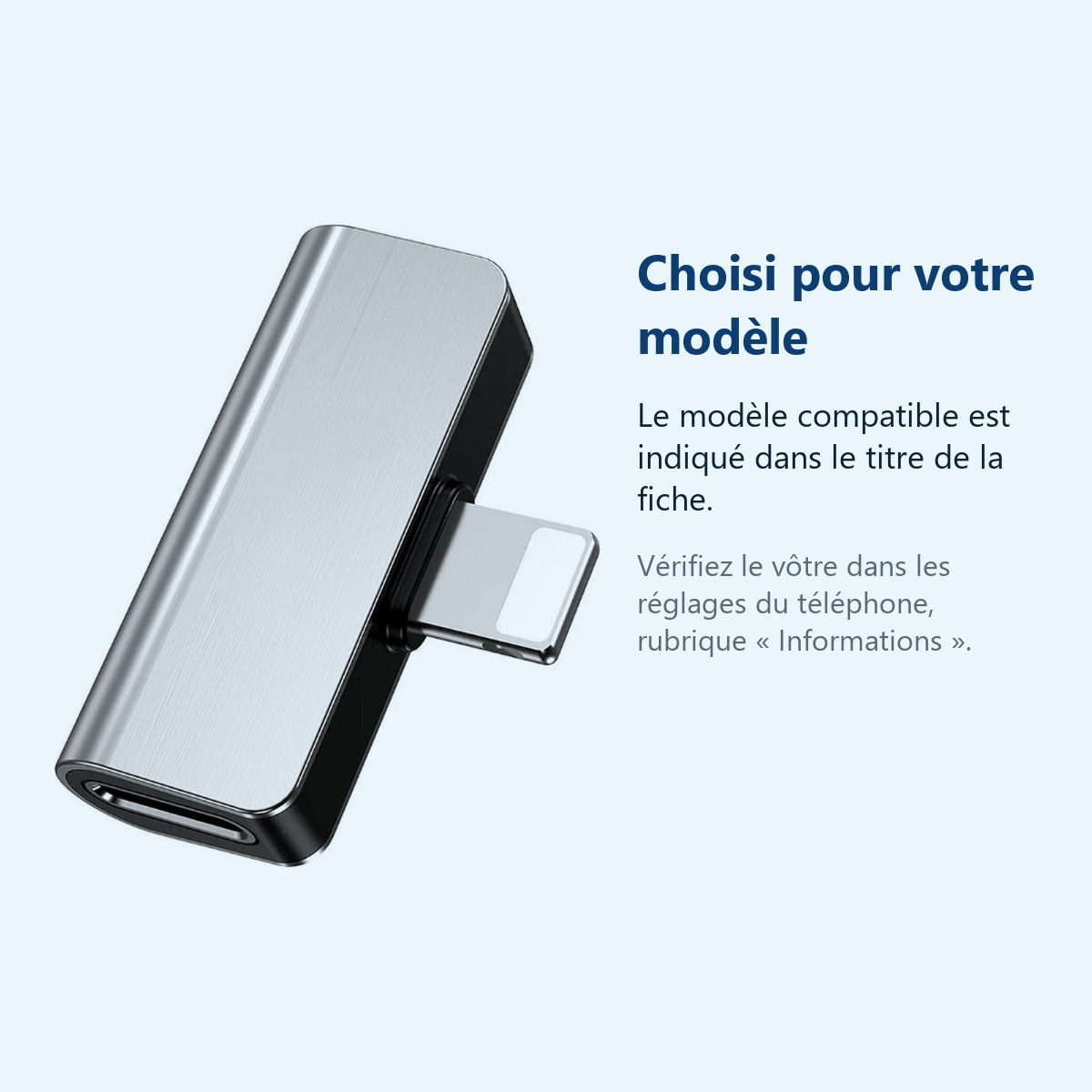 Accessoire ajusté au modèle exact – Adaptateur Audio 2 en 1 Pour iPhone / iPad / Couleur Argent