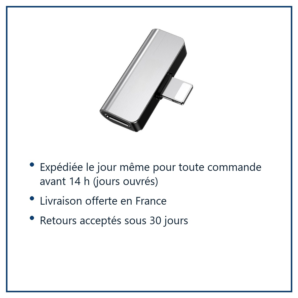 Expédition le jour même, livraison offerte, retours sous 30 jours – Adaptateur Audio 2 en 1 Pour iPhone / iPad / Couleur Arge