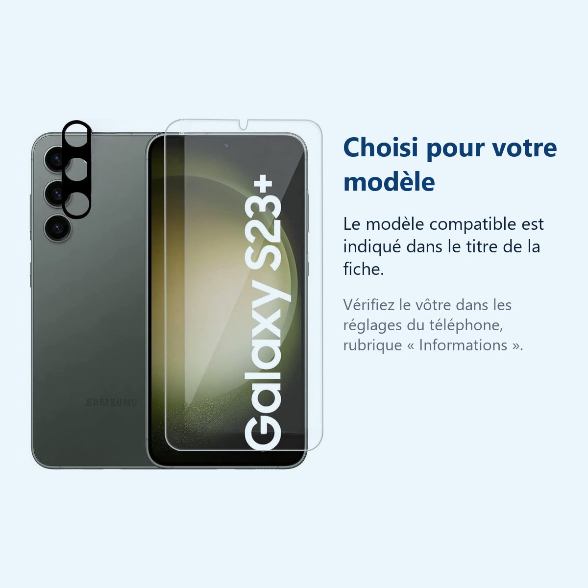 Accessoire ajusté au modèle exact – Verre Trempe et Protection Camera Arriere Pour Samsung Galaxy S23 Plus