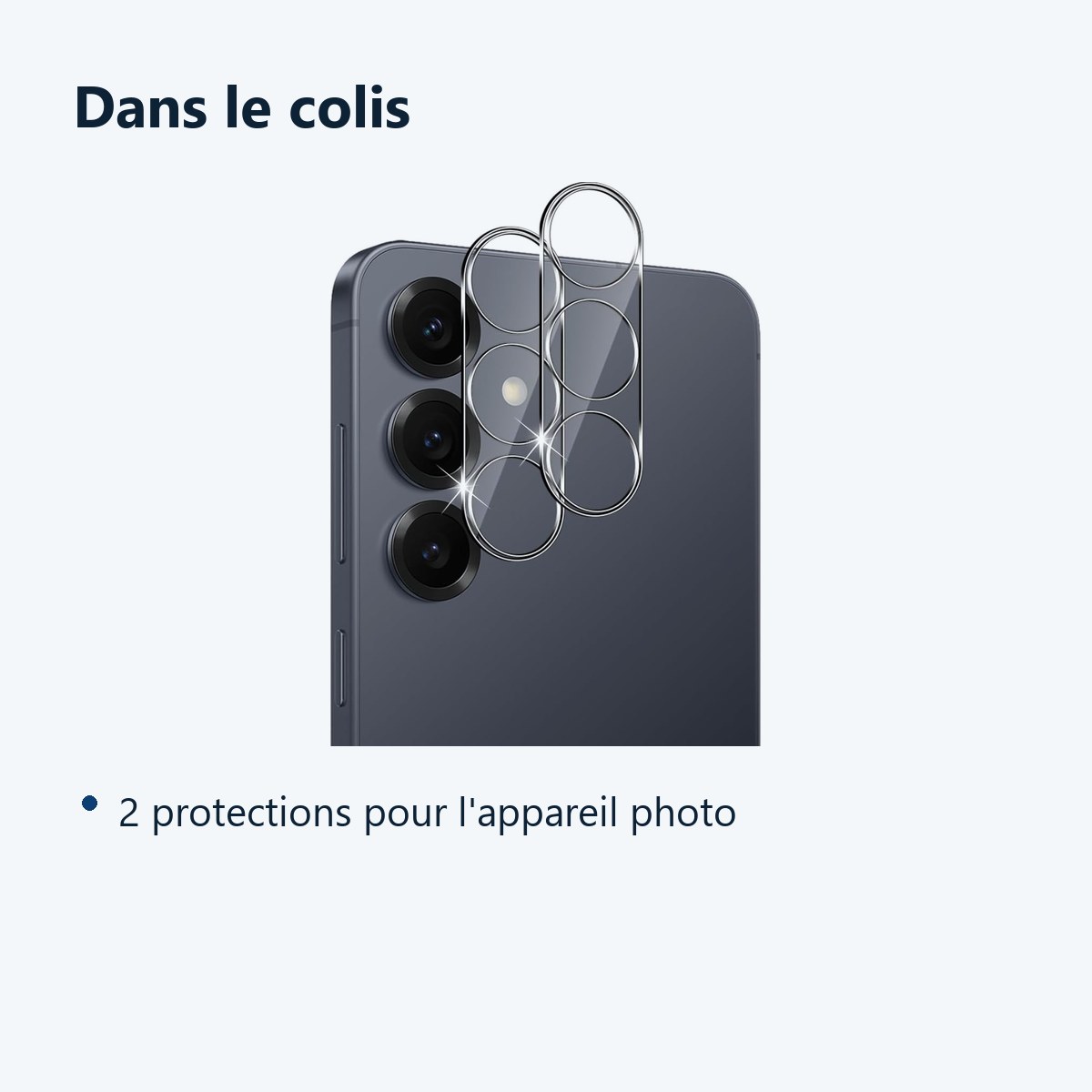 Contenu du colis – Verres Protection Camera Arriere Transparent X2 Pour Samsung Galaxy S26