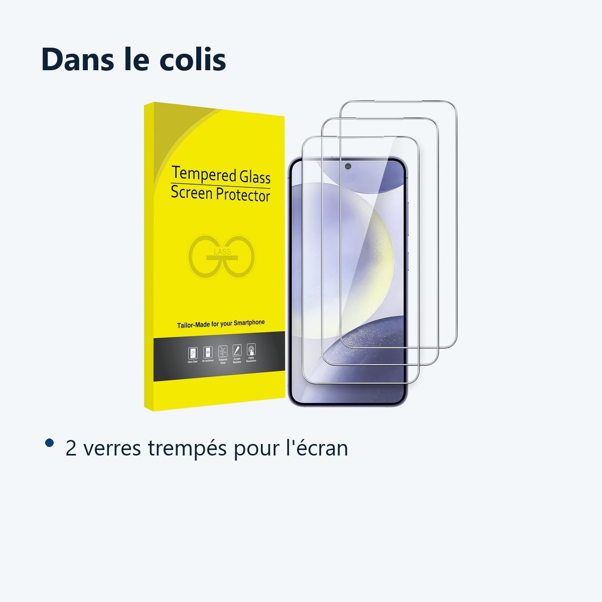 Contenu du colis – Verres Trempes X3 Pour Samsung Galaxy S24 Plus