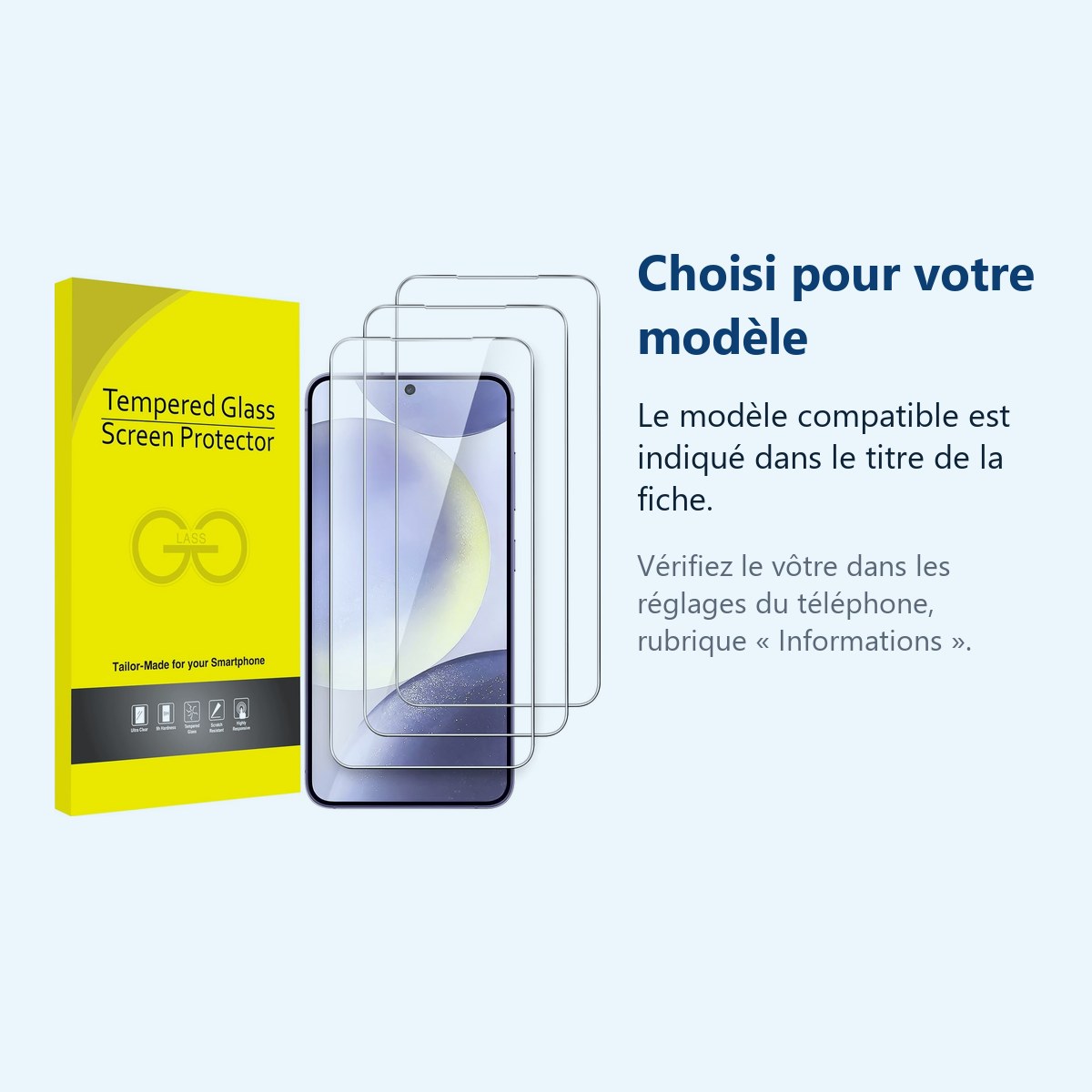 Accessoire ajusté au modèle exact – Verres Trempes X3 Pour Samsung Galaxy S24 Plus