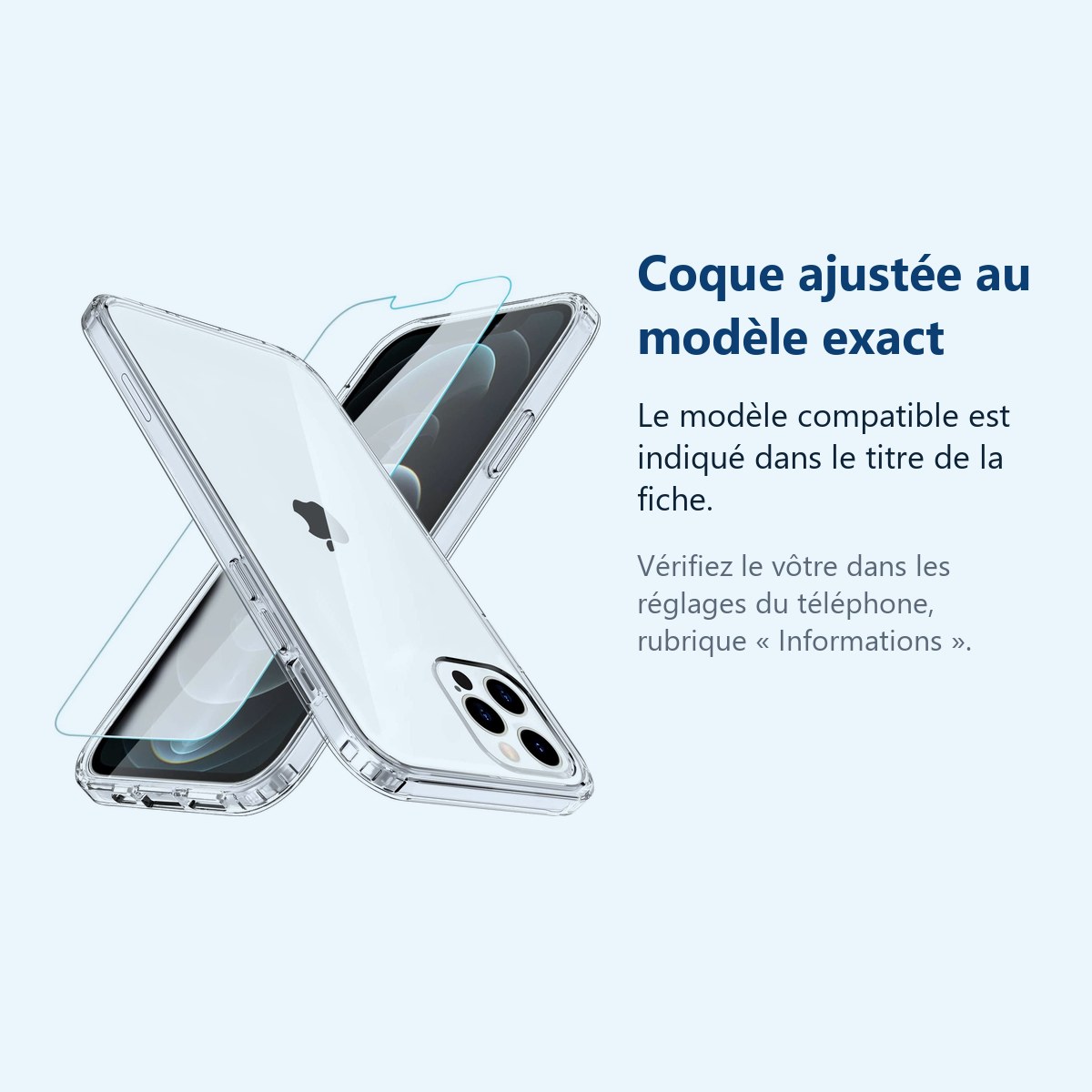 Accessoire ajusté au modèle exact – Coque Silicone Transparente + Verre Trempe Pour iPhone 13