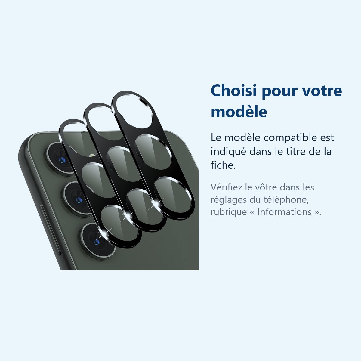 Accessoire ajusté au modèle exact – Verres Protection Camera Arriere X3 Pour Samsung Galaxy S24 Plus