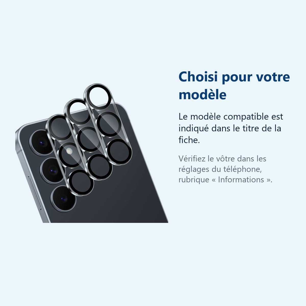 Accessoire ajusté au modèle exact – Verres Protection Camera Arriere Transparent X3 Pour Samsung Galaxy S25 FE