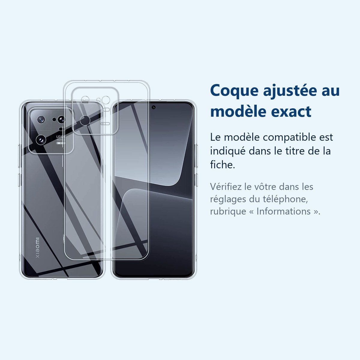 Accessoire ajusté au modèle exact – Coque Silicone Transparente Pour Xiaomi 13 Pro