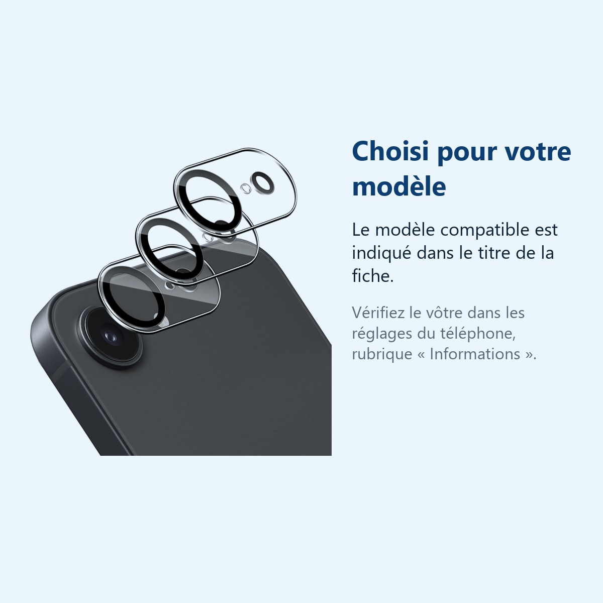 Accessoire ajusté au modèle exact – Verres Protection Camera Arriere Transparent X3 Pour iPhone 17e