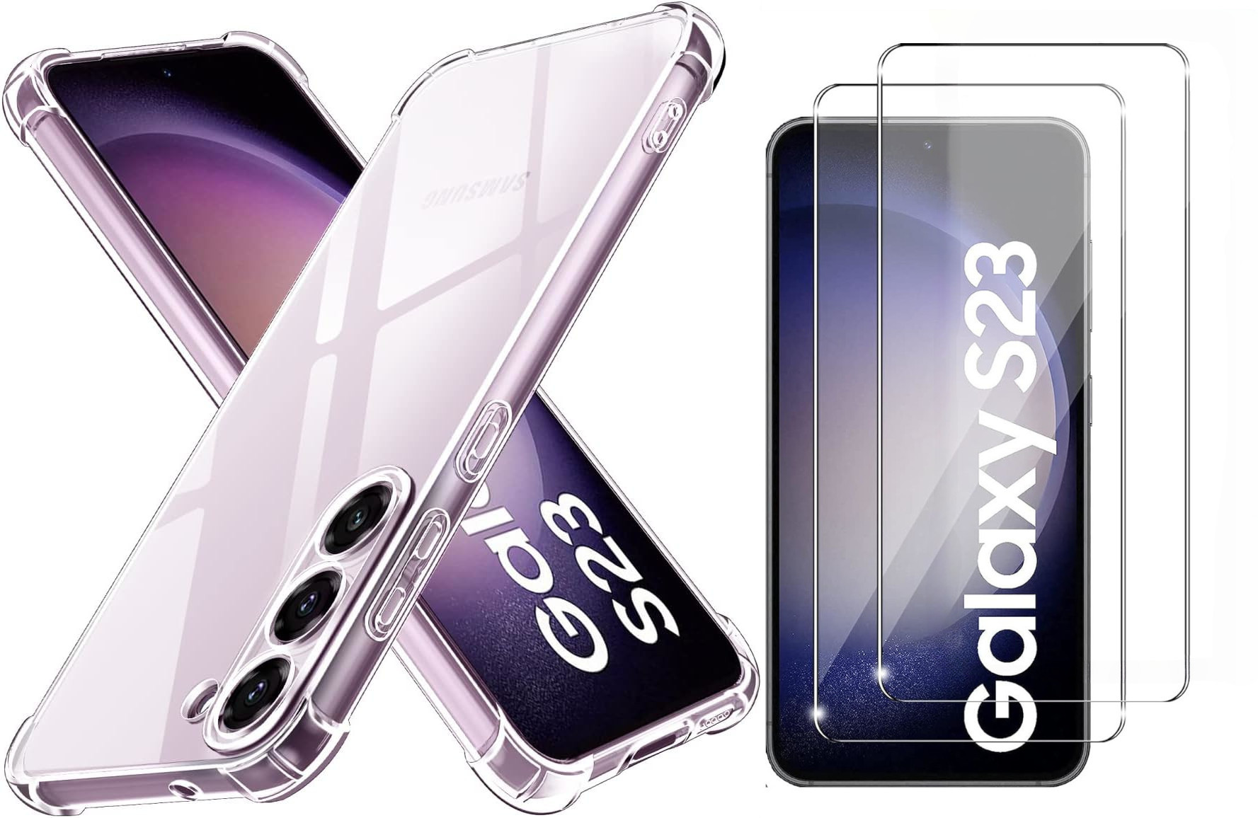 Coque et 2 Verres Trempés pour Samsung Galaxy S23 FE - Protection Antichoc  Silicone Transparent (pas pour S23)