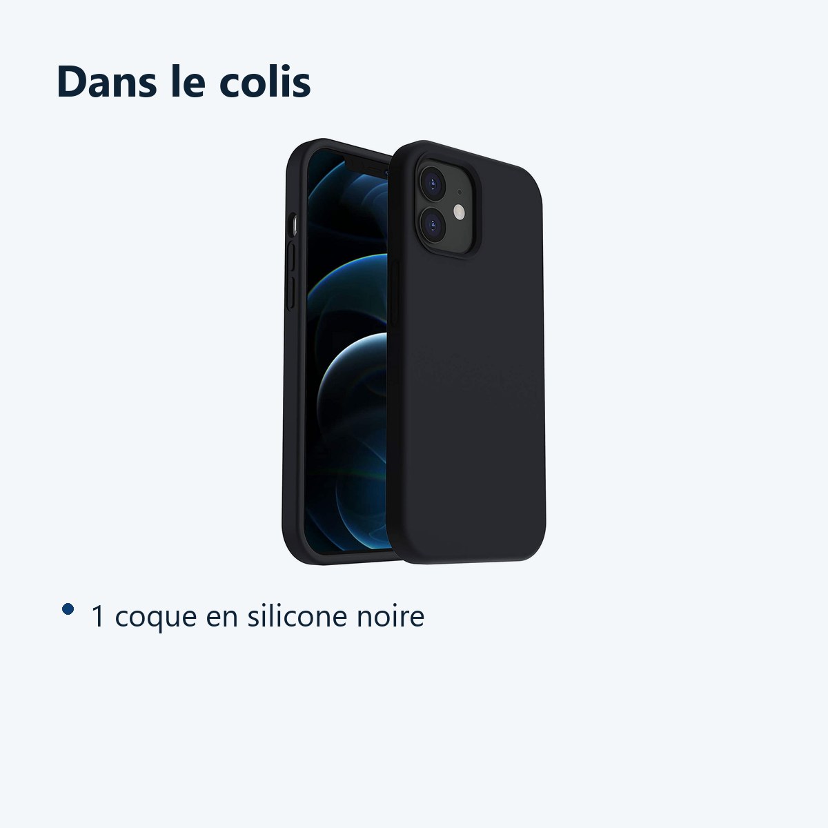 Contenu du colis – Coque Silicone Couleur Noire Pour iPhone 12 / 12 Pro