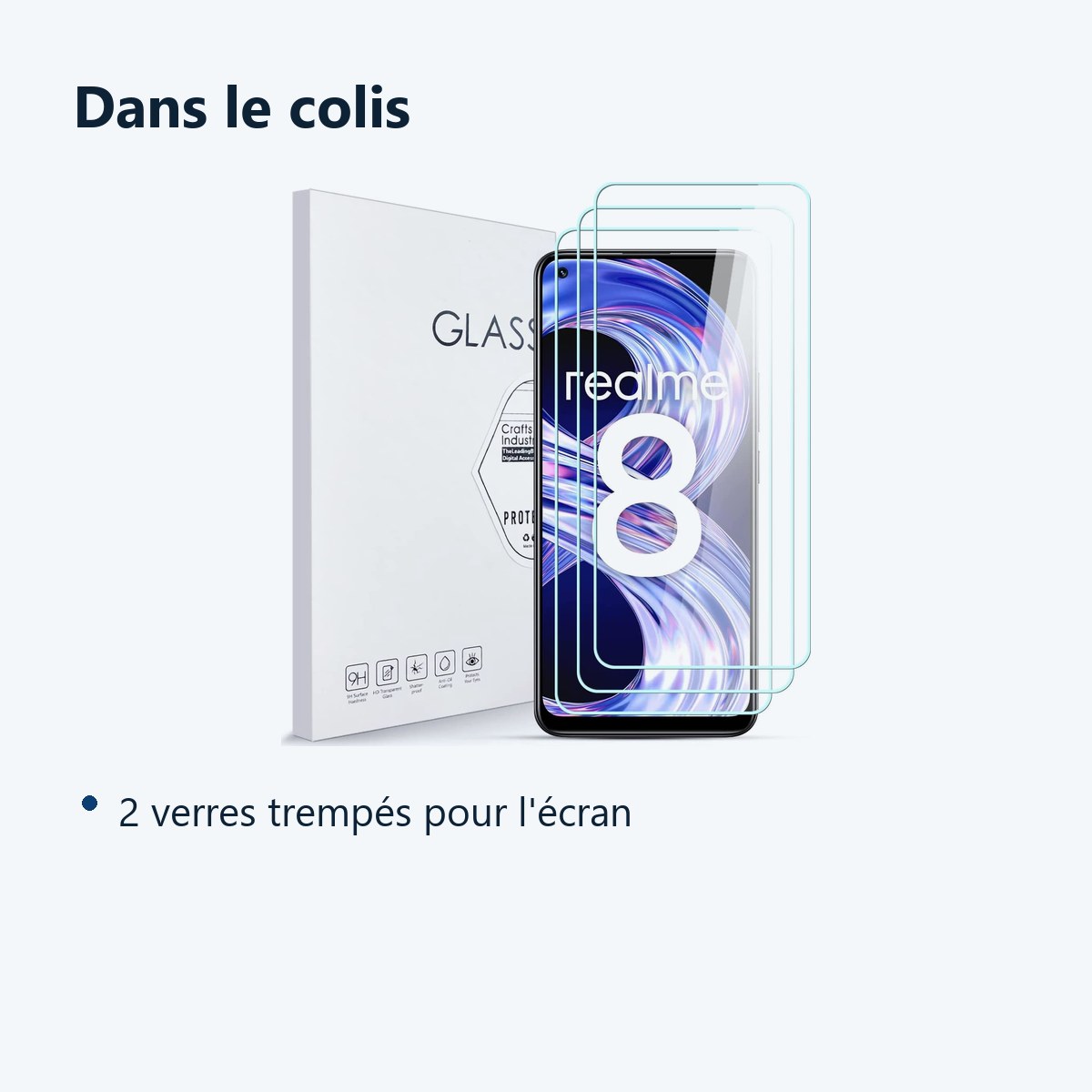 Contenu du colis – Verres Trempes X3 Pour Realme 8 5G