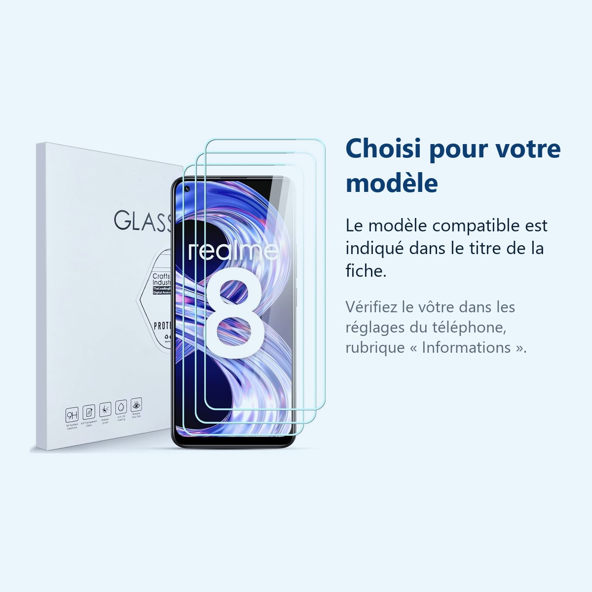 Accessoire ajusté au modèle exact – Verres Trempes X3 Pour Realme 8 5G