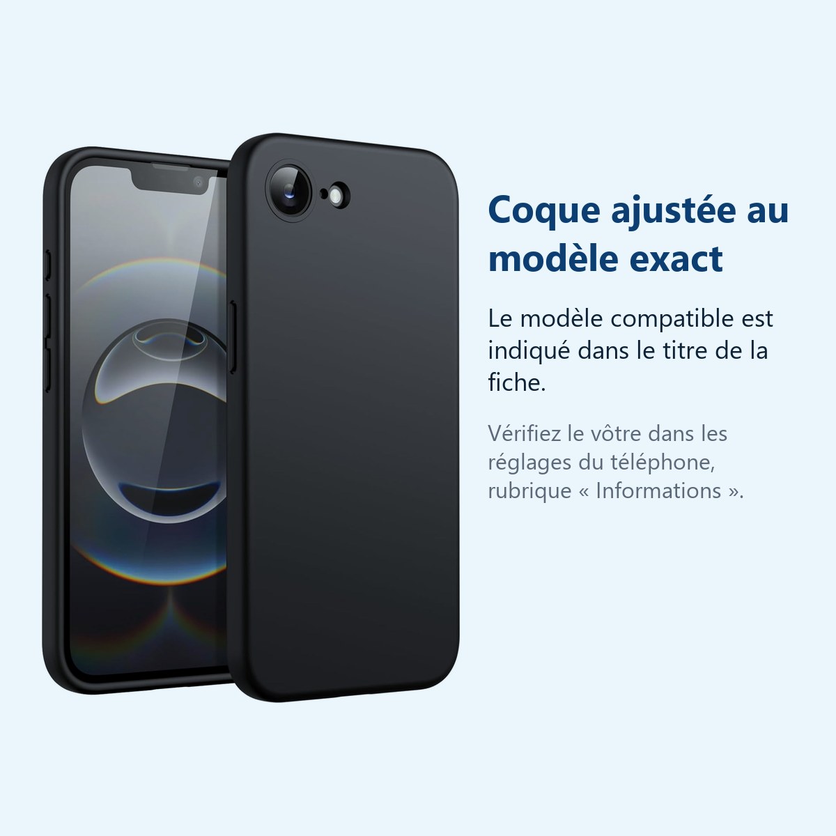 Accessoire ajusté au modèle exact – Coque Pour iPhone 16e Silicone Noir