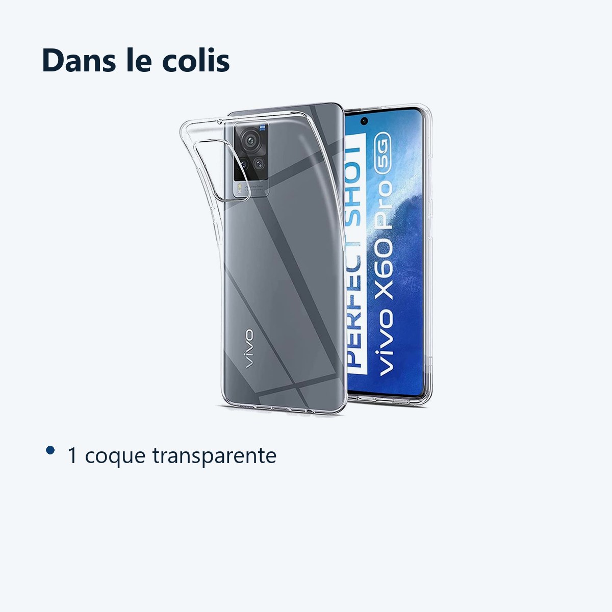 Contenu du colis – Coque Silicone Transparente Pour Vivo X60 Pro 5G