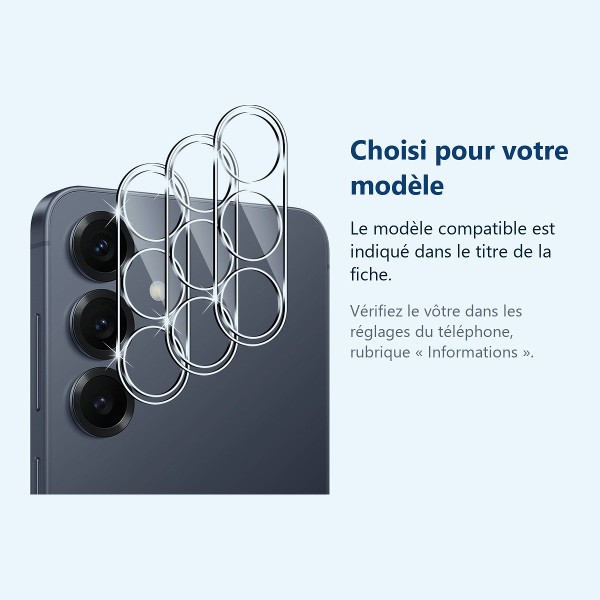 Accessoire ajusté au modèle exact – Verres Protection Camera Arriere Transparent X3 Pour Samsung Galaxy S25 Plus