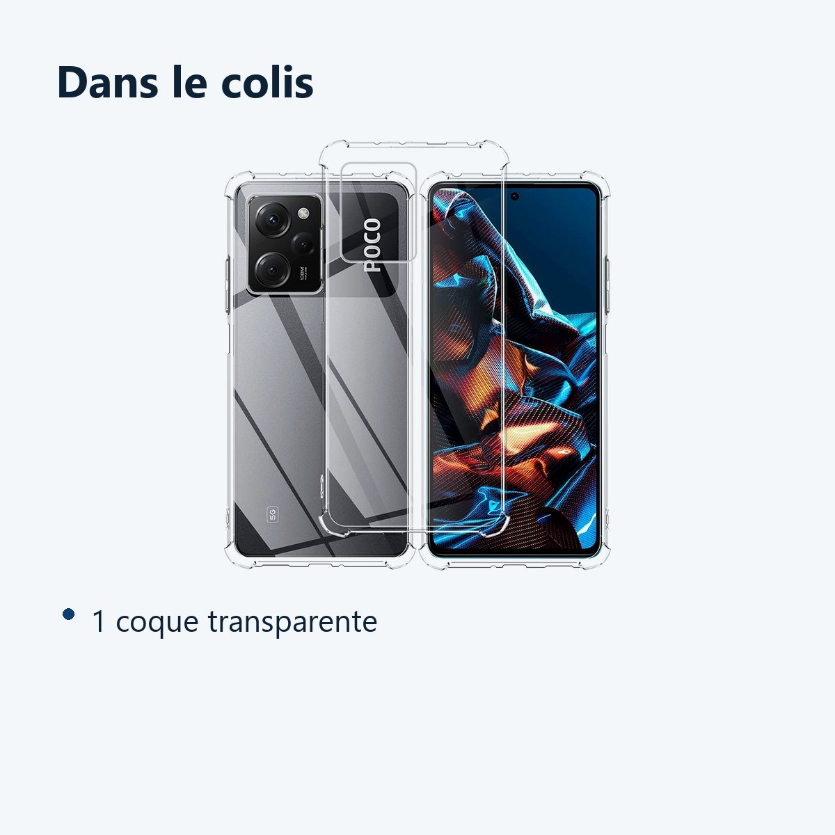 Contenu du colis – Coque Silicone Transparente Angles Renforces Pour Poco X5 Pro 5G