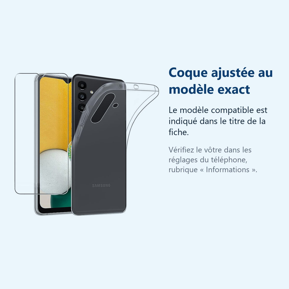 Accessoire ajusté au modèle exact – Coque Silicone Transparente + Verre Trempe Pour Samsung A13 5G
