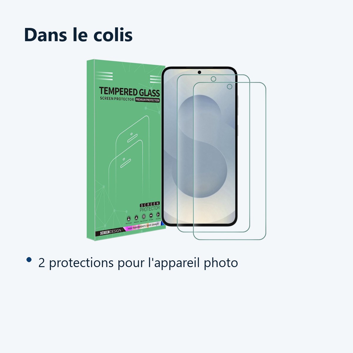 Contenu du colis – Verres Protection Camera Arriere X2 Pour Samsung Galaxy S25 Plus