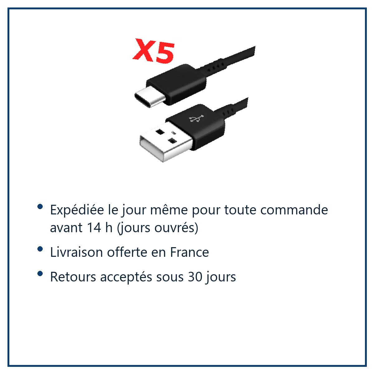 Expédition le jour même, livraison offerte, retours sous 30 jours – X5 Cable USB- Type C Chargeur Noir pour Samsung Galaxy A8