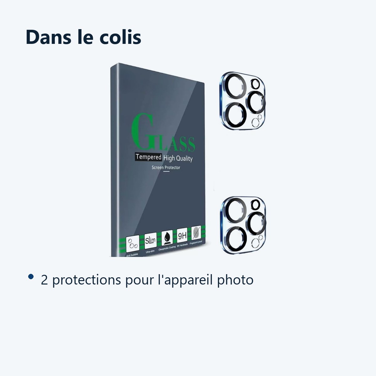 Contenu du colis – Verres Protection Camera Arriere X2 Pour iPhone 13 Pro Max