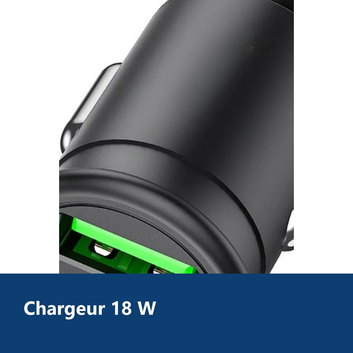 Vue de détail – Chargeur voiture USB QC 3.0 PD 18W 3A pour Samsung A13 / A53 / S21 / S22 / Plus / Ultra