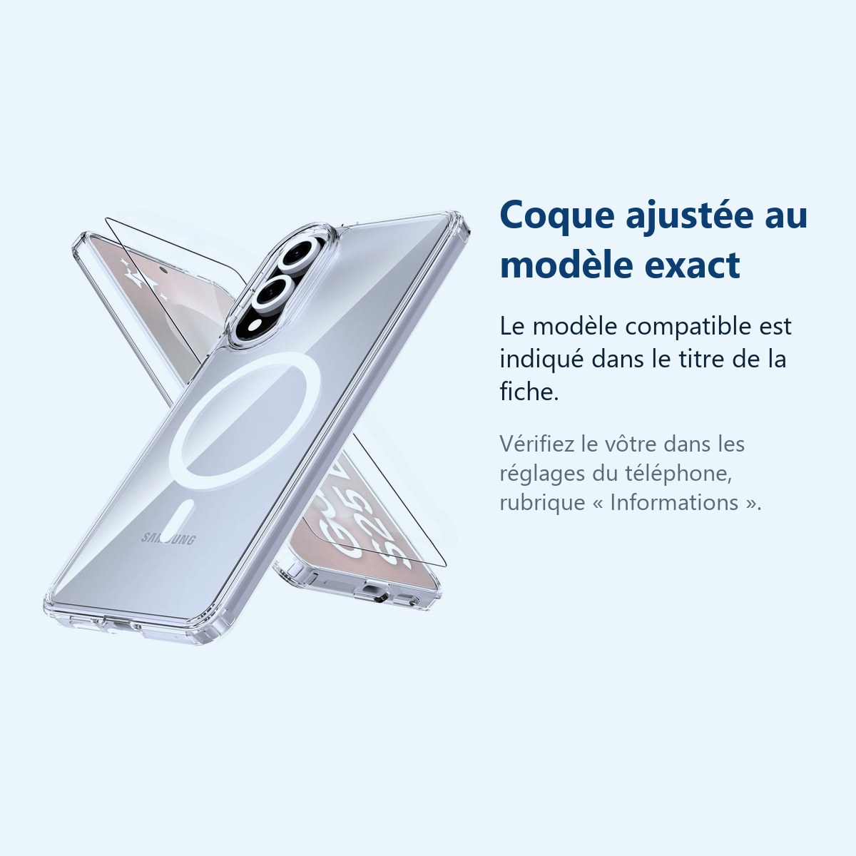 Accessoire ajusté au modèle exact – Coque Silicone Transparente Compatible Magsafe + Verre Trempe Pour Samsung Galaxy S25 Edg
