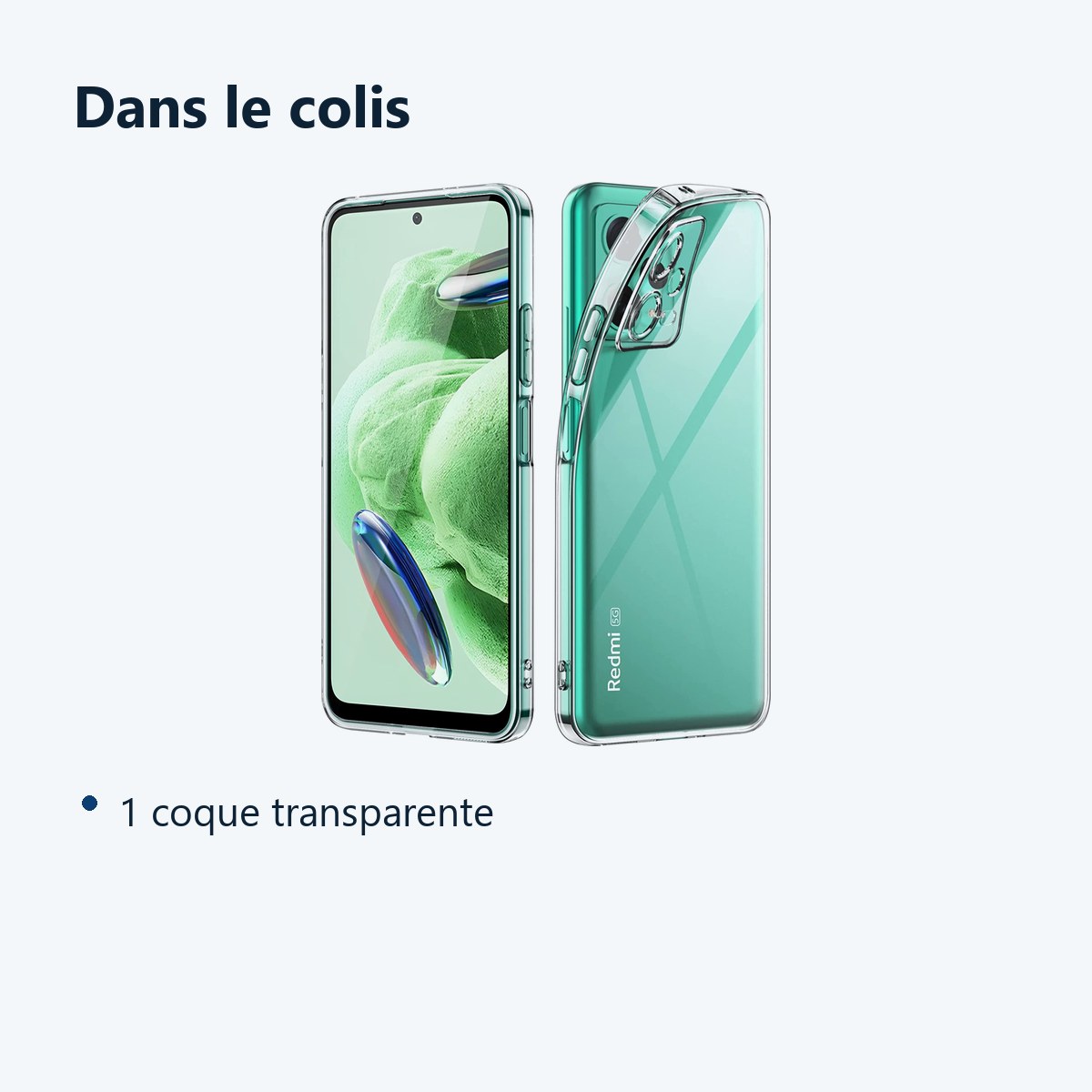 Contenu du colis – Coque Silicone Transparente Pour Xiaomi Redmi Note 12 5G