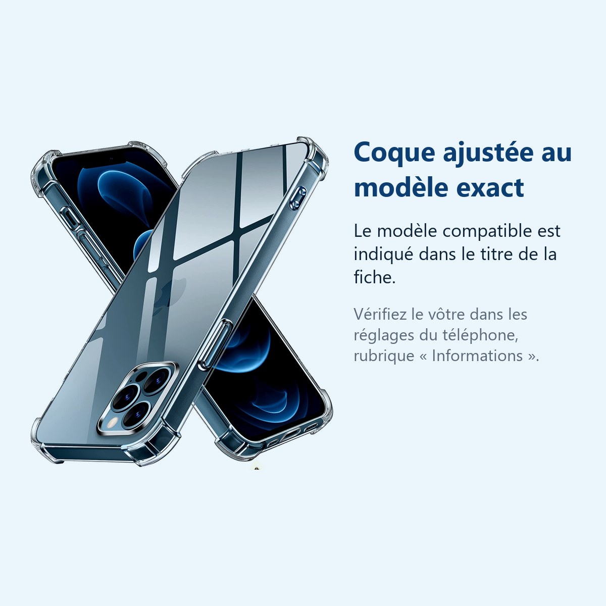 Accessoire ajusté au modèle exact – Coque Silicone Angles Renforces Pour Apple iPhone 12 Pro Max