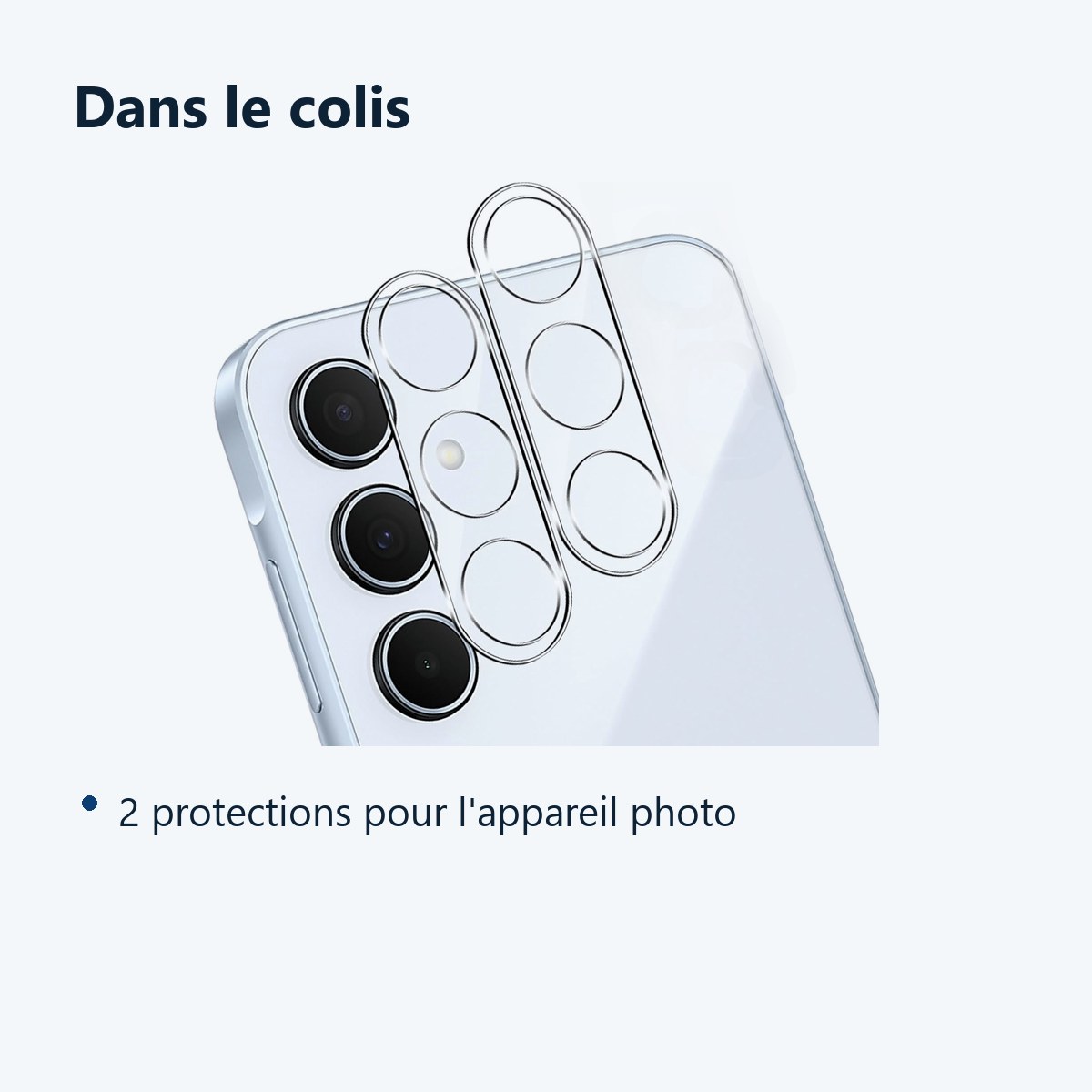 Contenu du colis – Verres Protection Camera Arriere Transparent X2 Pour Samsung Galaxy A35