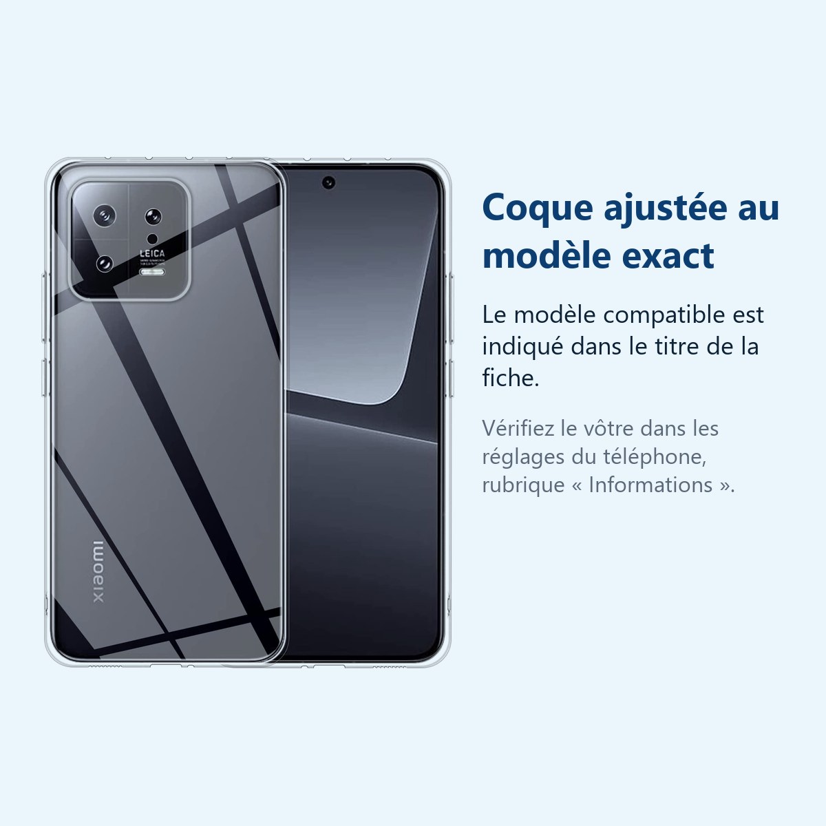 Accessoire ajusté au modèle exact – Coque Silicone Transparente Pour Xiaomi 13