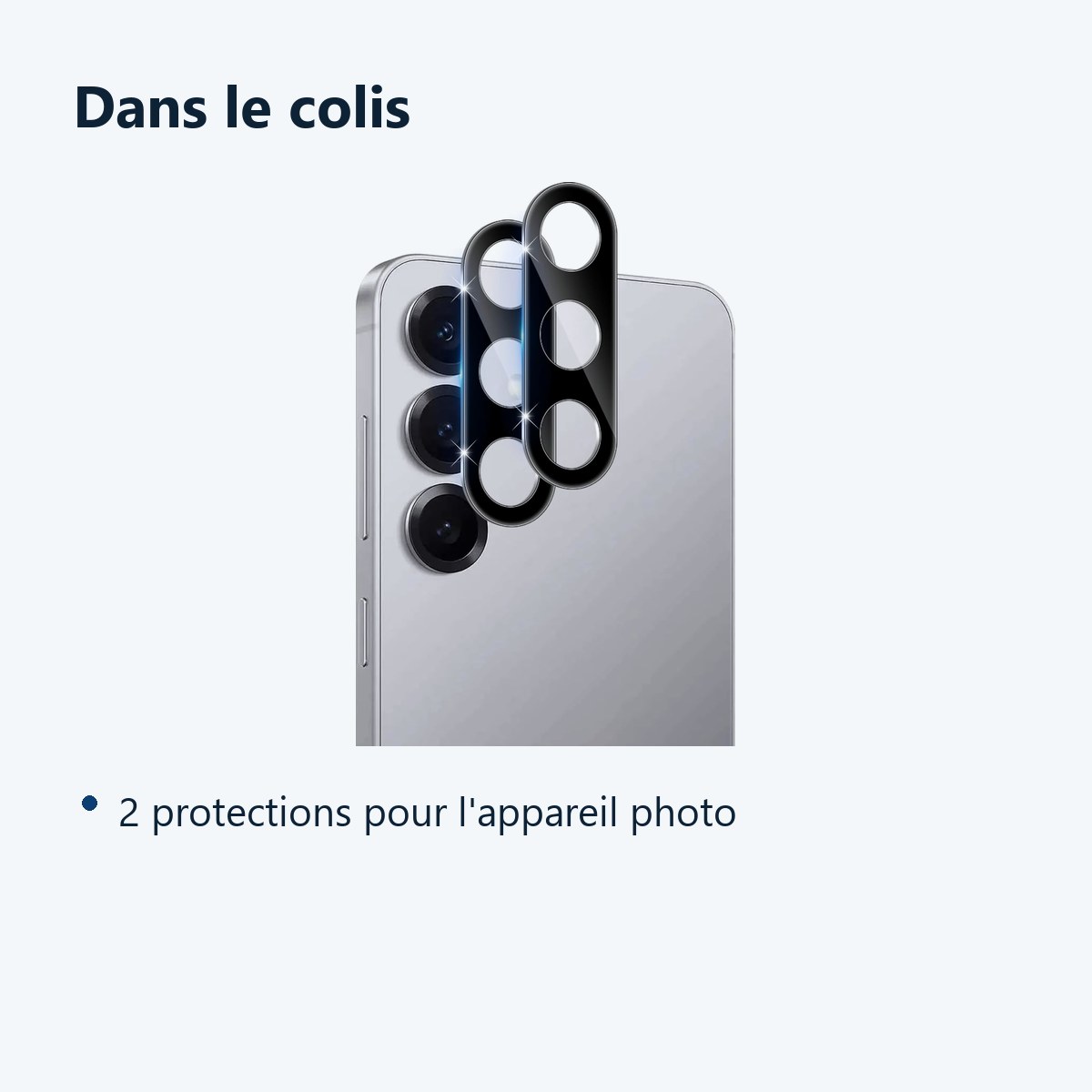 Contenu du colis – Verres Protection Camera Arriere X2 Pour Samsung Galaxy S25
