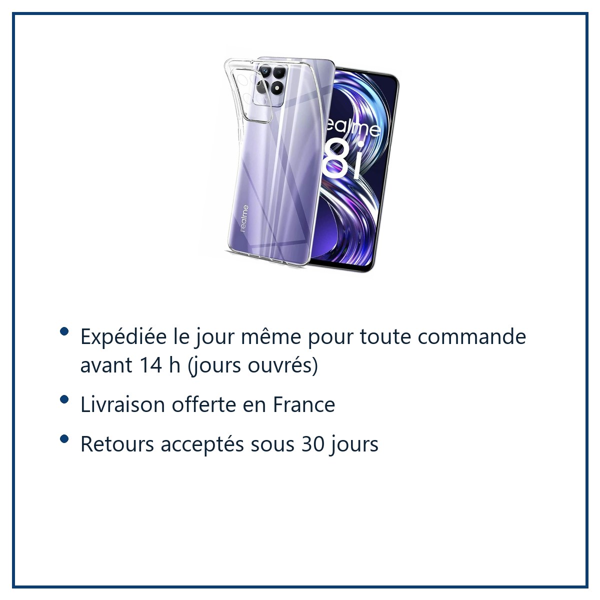 Expédition le jour même, livraison offerte, retours sous 30 jours – Coque Silicone Transparente Pour Realme 8i