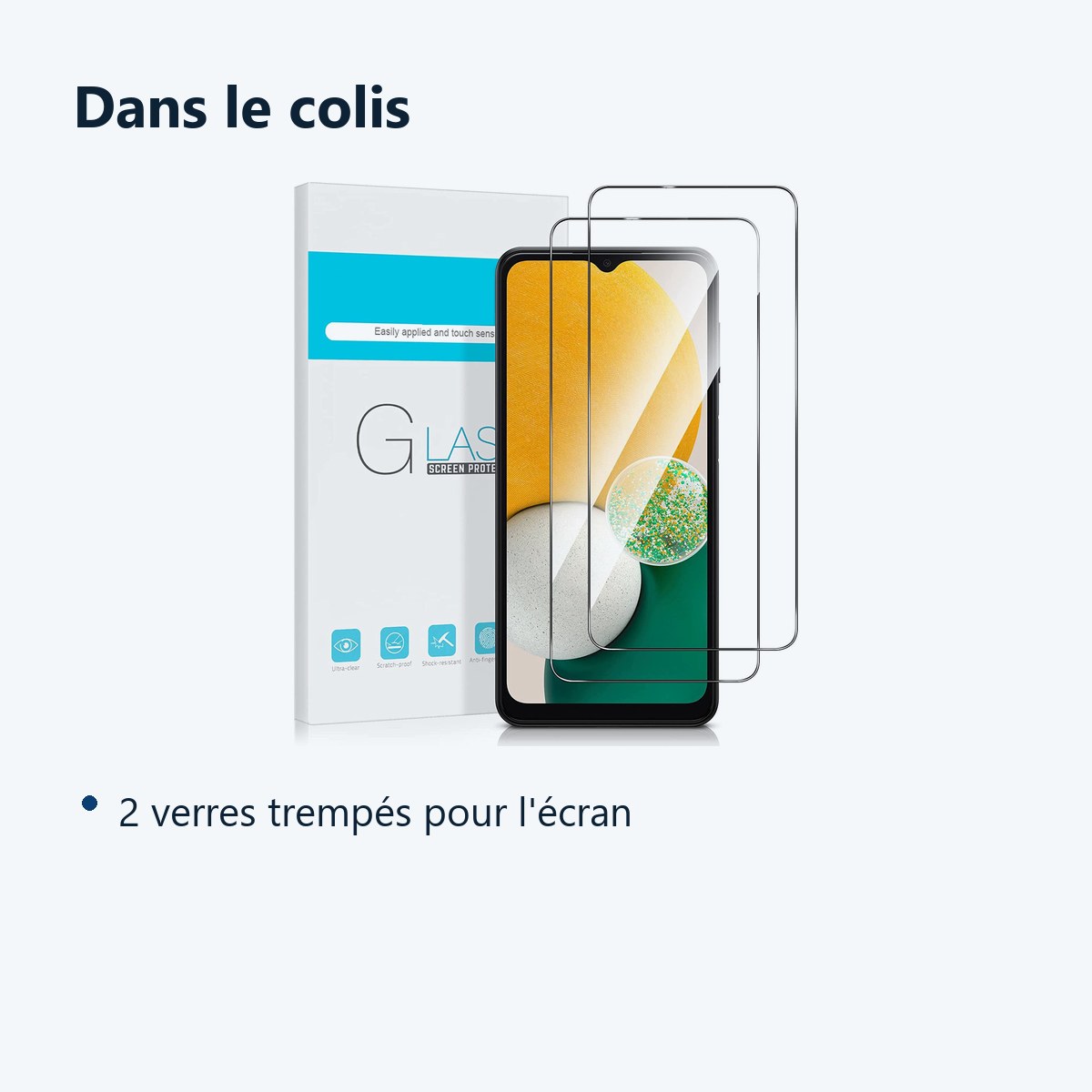 Contenu du colis – 2x Films Verres Trempes Pour Samsung Galaxy A13 4G