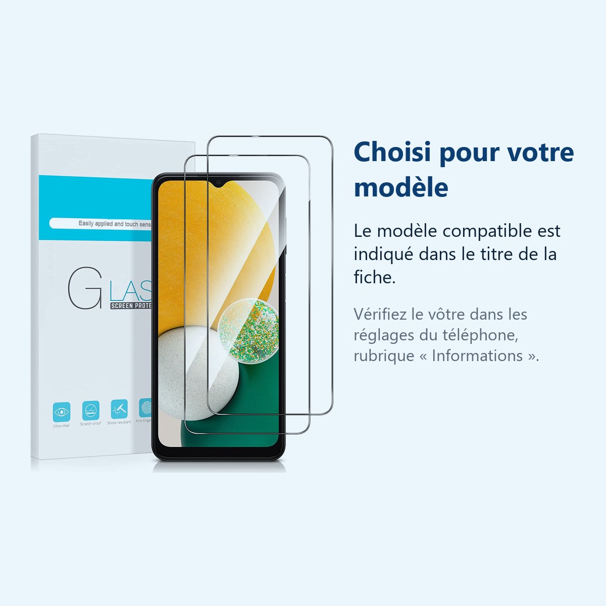 Accessoire ajusté au modèle exact – 2x Films Verres Trempes Pour Samsung Galaxy A13 4G
