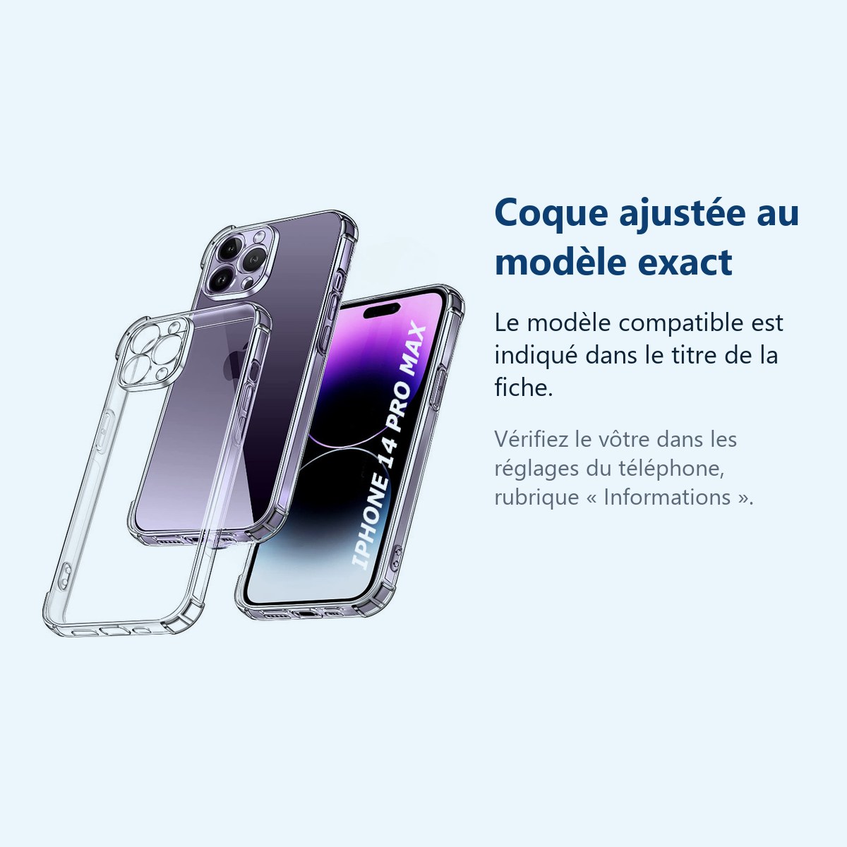 Accessoire ajusté au modèle exact – Coque Silicone Angles Renforces Pour Apple iPhone 14 Pro Max