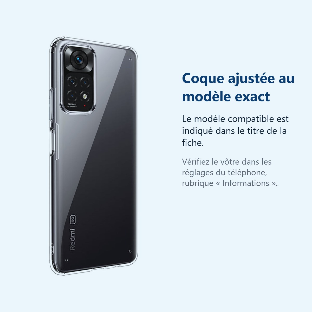 Accessoire ajusté au modèle exact – Coque Silicone Transparente Pour Xiaomi Redmi Note 11 Pro
