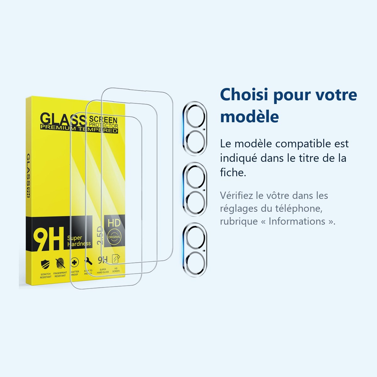 Accessoire ajusté au modèle exact – Verre Trempe et Protection Camera Arriere Transparent x3 Pour iPhone 17