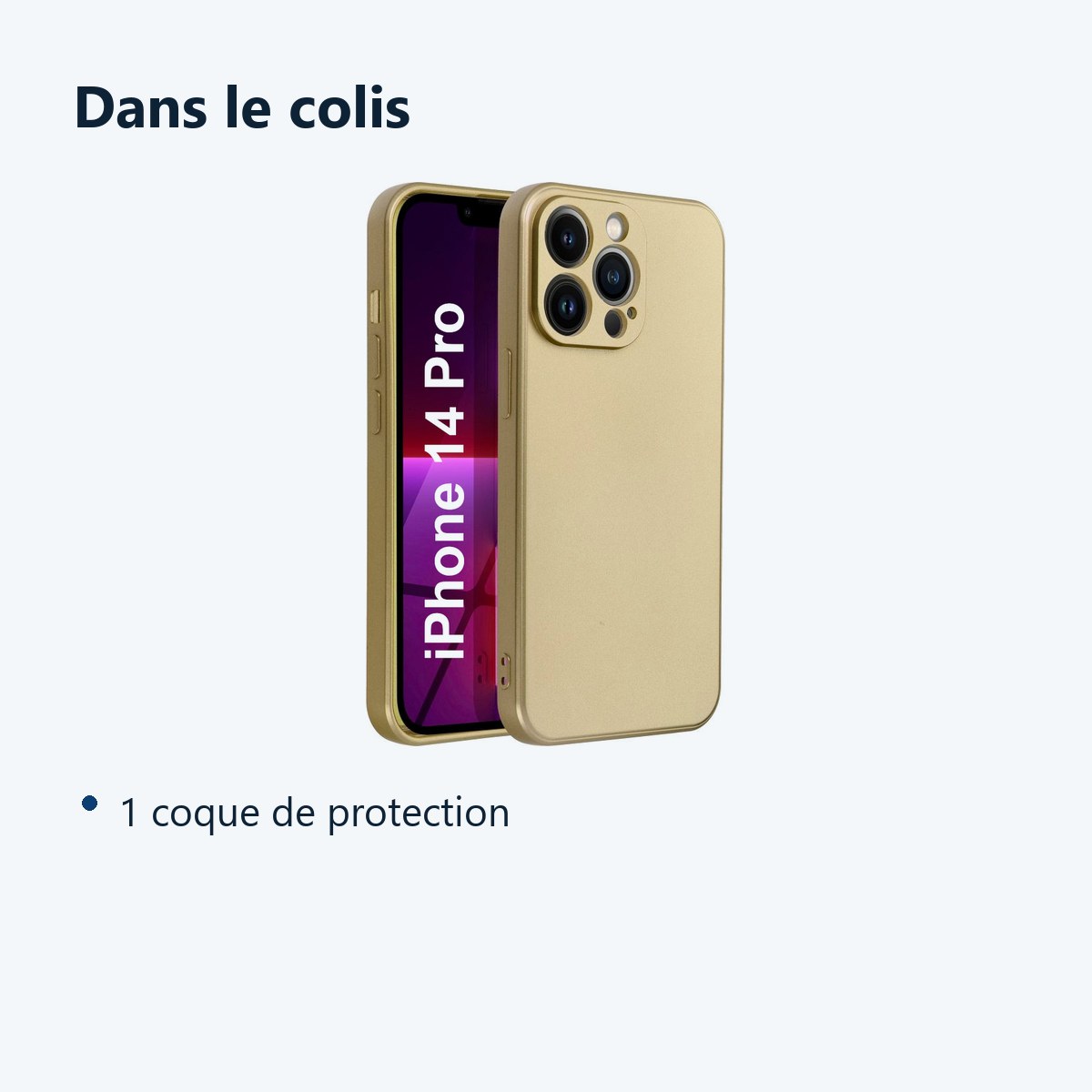 Contenu du colis – Coque Metal couleur Or Pour iPhone 14 Pro