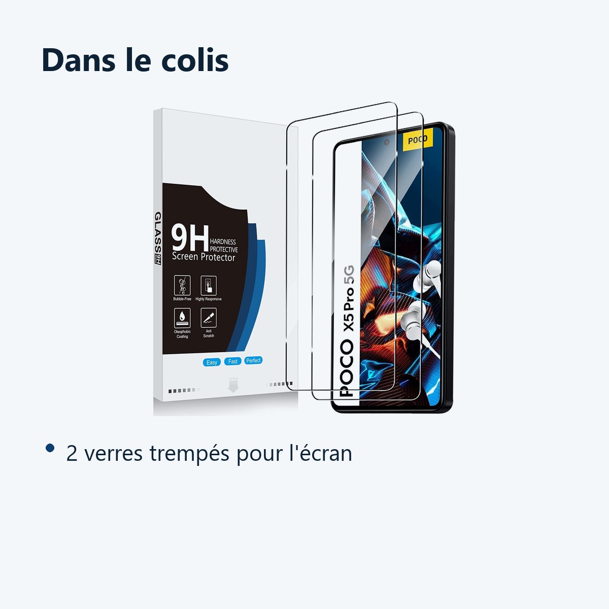 Contenu du colis – Verres Trempes X2 Pour Poco X5 Pro 5G