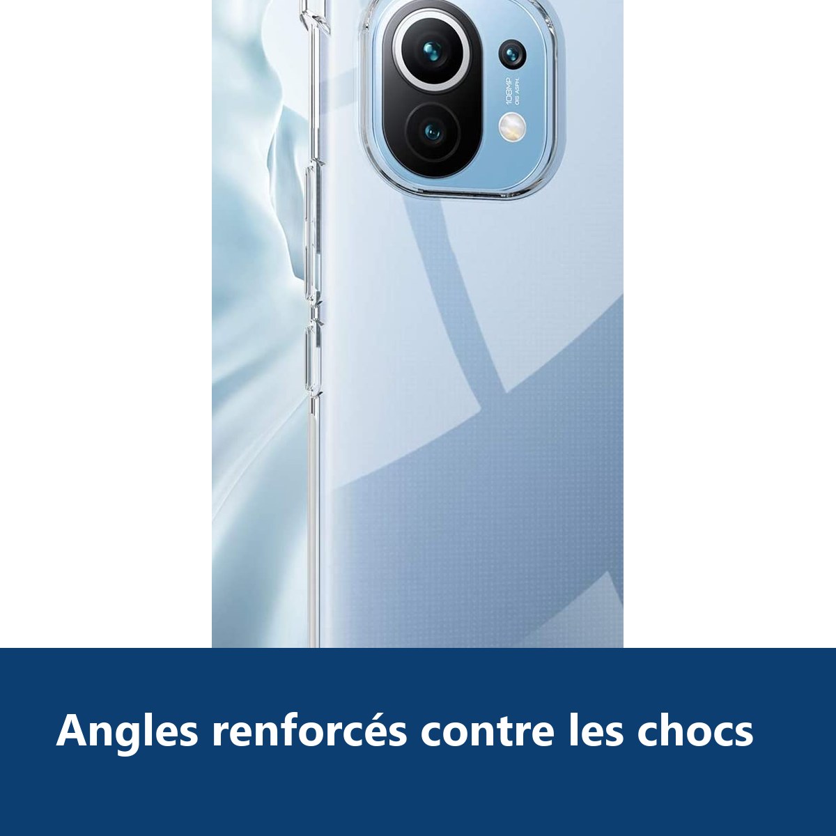 Vue de détail – Coque Silicone Transparente Angles Renforces Pour Xiaomi Mi 11 Lite
