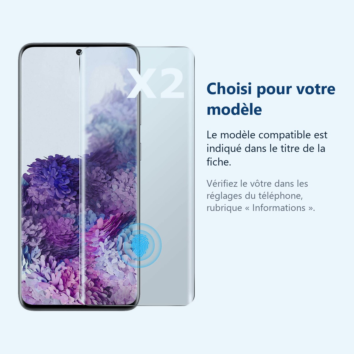 Accessoire ajusté au modèle exact – VERRE TREMPE INCURVE POUR SAMSUNG S20 PLUS X2