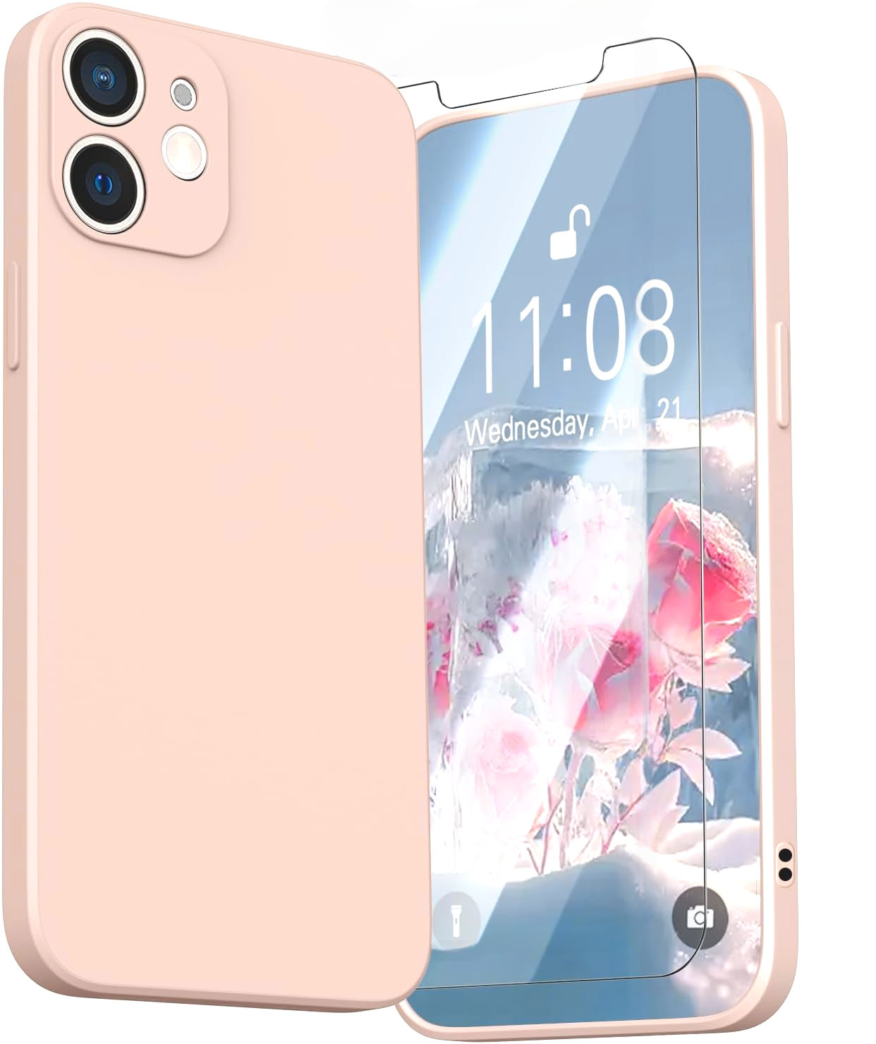 coque-silicone-rose-protection-ecran-iphone-12-little-boutik
