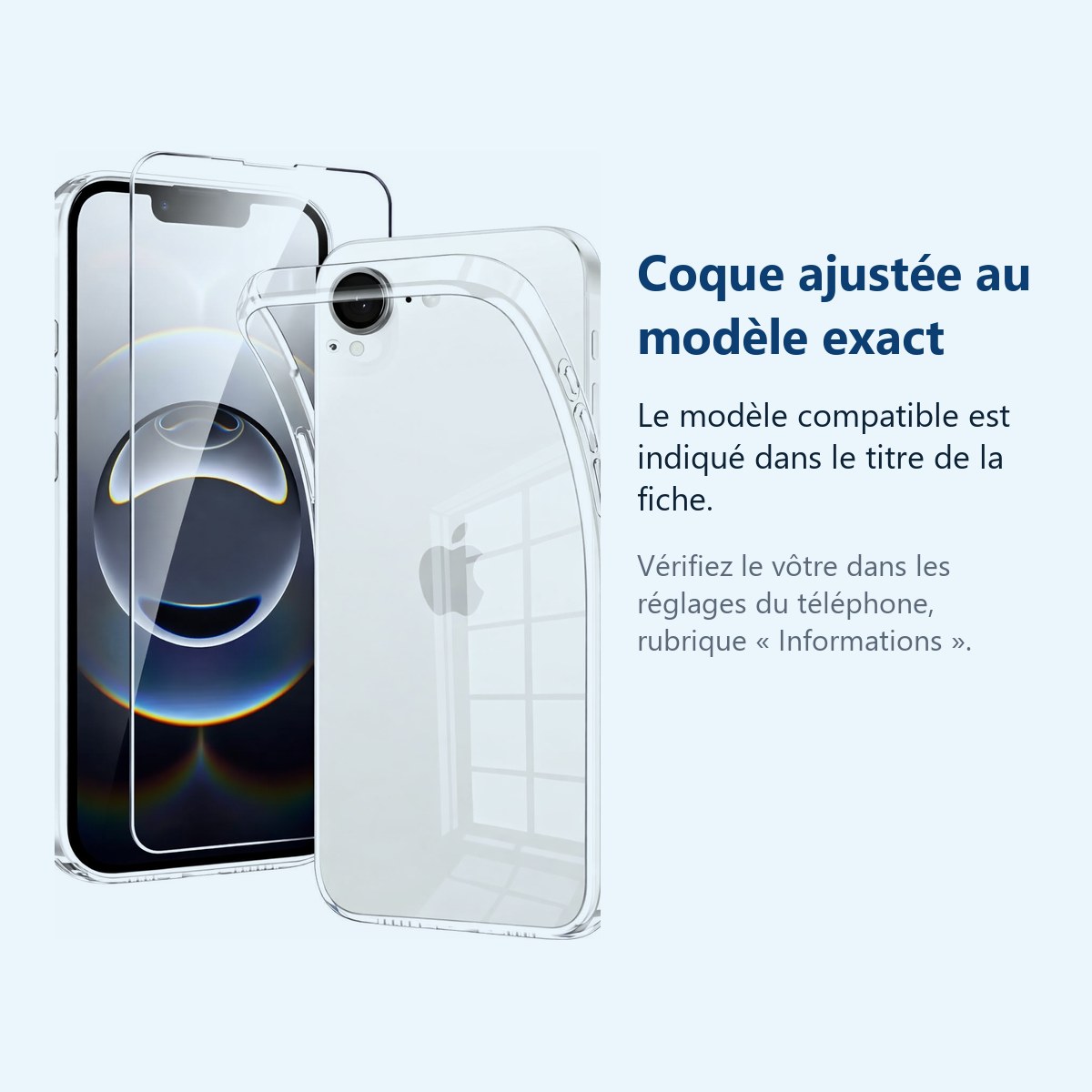 Accessoire ajusté au modèle exact – Coque Silicone Transparente + Verre Trempe Pour iPhone 17e