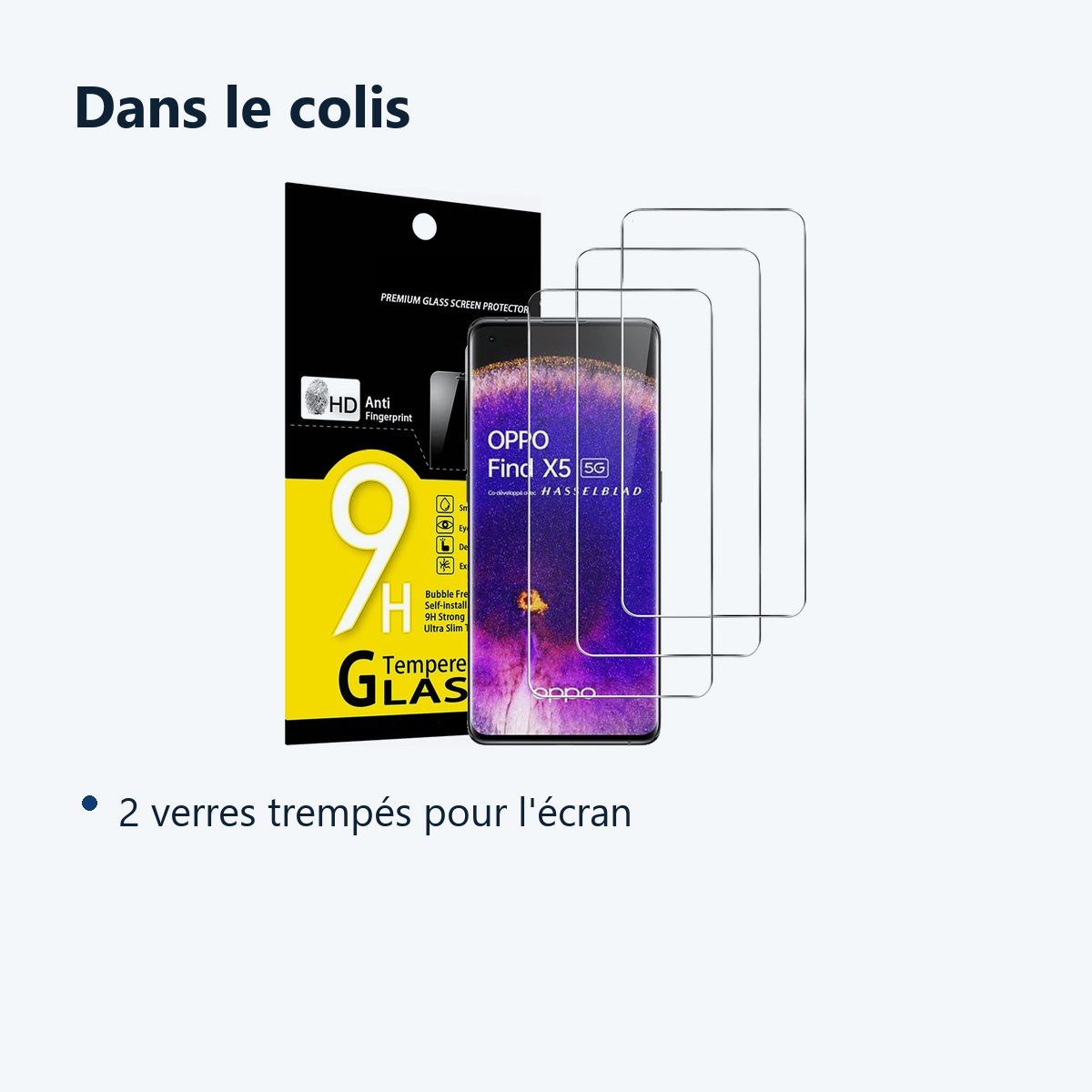 Contenu du colis – Verres Trempes X3 Pour Oppo Find X5 Lite