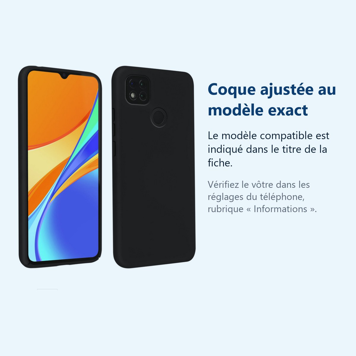 Accessoire ajusté au modèle exact – Coque Silicone Couleur Noir Pour Xiaomi Redmi 9C / 9C NFC