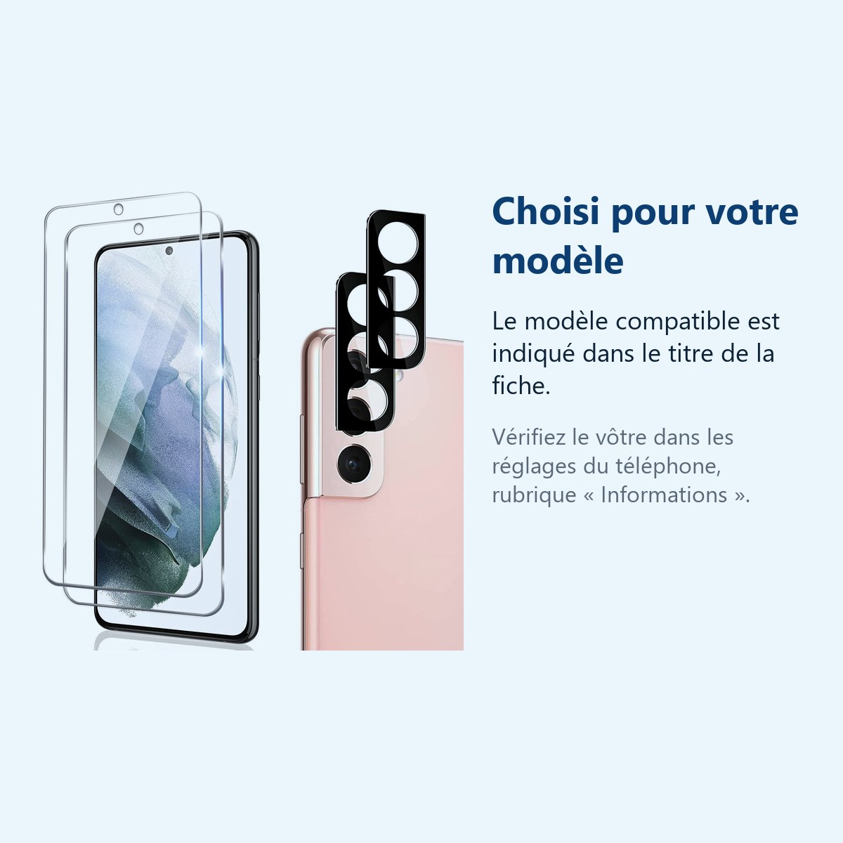 Accessoire ajusté au modèle exact – Verres Trempes et Protections Camera Arriere X2 Pour Samsung Galaxy S21