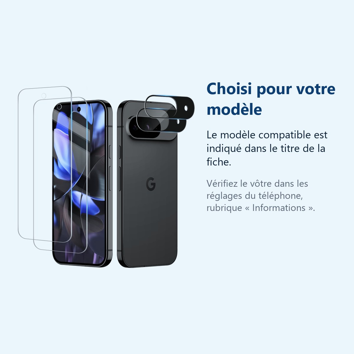 Accessoire ajusté au modèle exact – Verres Trempes et Protections Camera Arriere Pack X2 Pour Pixel 9