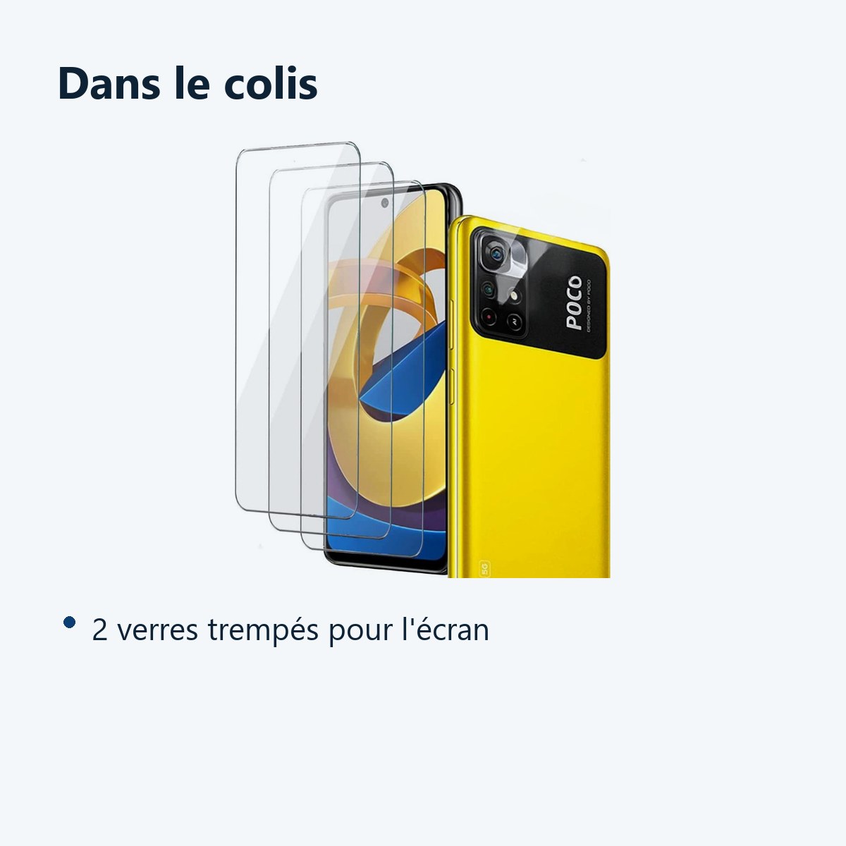 Contenu du colis – Verres Trempes X2 Pour Poco M4 Pro 5G
