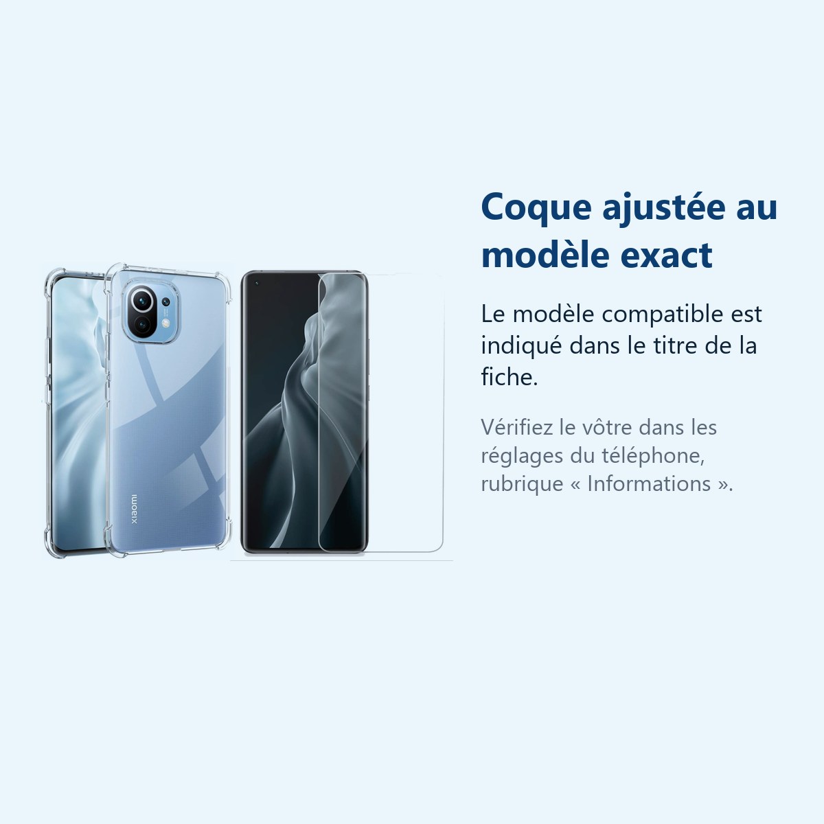 Accessoire ajusté au modèle exact – Coque Silicone Transparente Quatre Coins Renforces + Verre Trempe Pour Xiaomi Mi 11 Lite