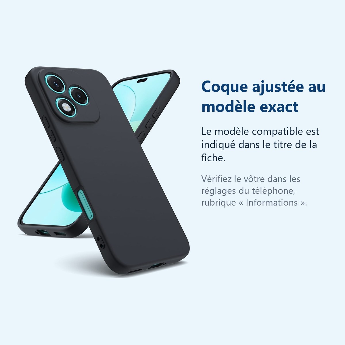 Accessoire ajusté au modèle exact – Coque Silicone Noir Pour Honor 400 Lite